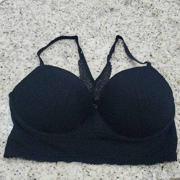 Victoria Secret Black Lace, T-Back Padded Bralette , Size 36D - Picture 1 of 5